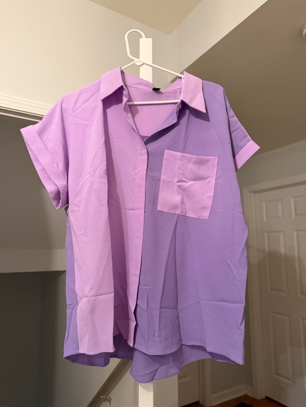 Lavender Two-Tone Short Sleeve Shirt -